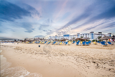 突尼斯Hammmammet海滩 游客 自然之美 地中海图片