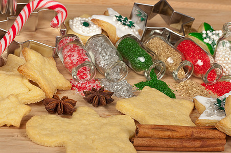 圣诞饼干 糖 糖果 庆典 传统的 瓶子 星星 曲奇饼图片