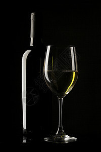 白葡萄酒玻璃光影黑色背景 工作室 酒厂 侍酒师 藤蔓图片