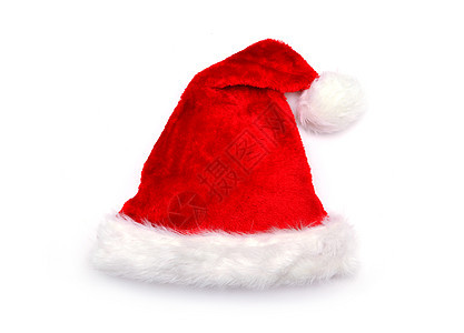 白色背景的圣达卡红帽子 一月 假期 快乐的 装饰品 圣诞节图片