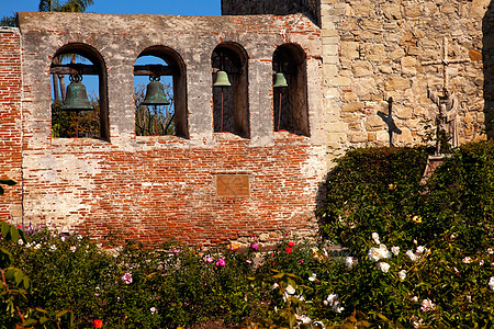 圣胡安卡皮斯特拉诺教堂墙壁 钟声 鲁因斯罗斯花园图片