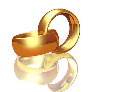 白色背景的两枚结婚戒指 联盟 订婚 金属 浪漫 永恒图片