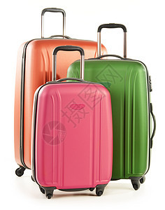 行李 包括大型手提箱 在白色上隔离 包装 登机图片