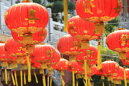 中国灯笼 泰国 唐人街 点燃 宗教 庆典 文化背景图片