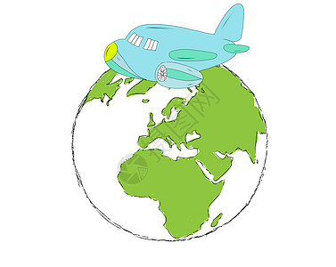 蓝飞机环球飞遍世界 服务员 假期 脱掉 插图 运输图片