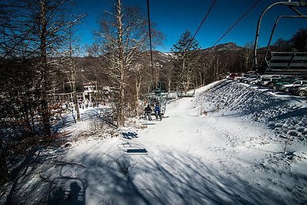 在滑雪度假胜地 全景 糖山 西弗吉尼亚 电缆 蓝天 闲暇 酒店图片