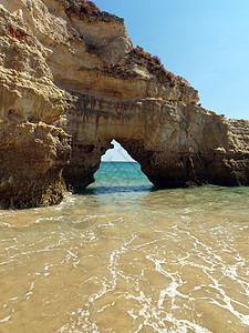 阿尔加维海岸的多彩岩石 自然 海岸线 葡萄牙 悬崖图片