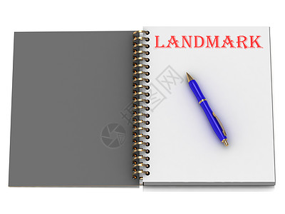 笔记本页上的LANDMARK字词图片