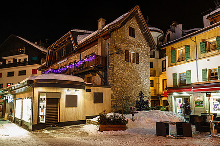 圣诞前夕 法式阿尔卑斯山 弗朗 滑雪 村庄 冰图片
