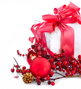 圣诞节和新年礼物盒和白礼的嘉奖 展示 边界 丝绸图片