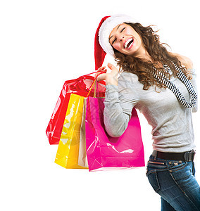 圣诞购物 白纸包的女人 销售部 假期 折扣 享受图片