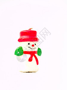 圣诞雪花娃娃蜡烛 白背景上隔离 微笑 寒冷的 雪人图片