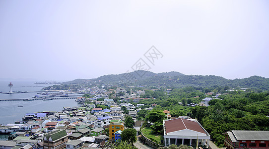 西昌岛 川布里 泰国的空中景象 建筑学 全景 镇图片