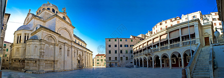 教科文组织大教堂广场全景 Sibenik 图片