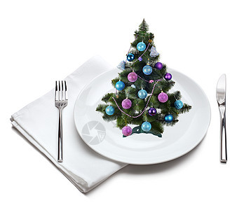 圣诞树在盘子上背景图片