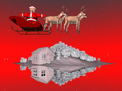 圣诞老人在他的雪橇上 动物 卡通片 冬天 魔法 尼古拉斯图片