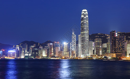 香港晚上的天线 场景 玻璃 建筑 氖 经济 维多利亚 天际线图片