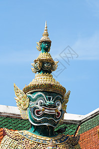 泰国曼谷寺庙巨女神像 祷告 神圣 金子 建筑学 艺术图片