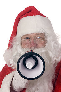 穿着圣诞老人西装的好男人 腰带 圣诞节 眼镜 白色的背景图片