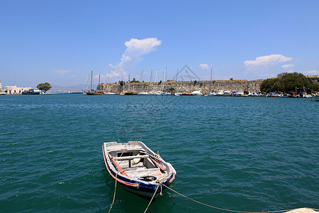 进入科斯镇港 地中海 港口 希腊 多恰尼斯人 游艇背景图片