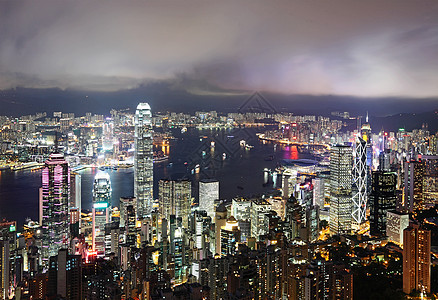 香港晚上的天线 美丽的 假期 中国 玻璃 场景 商业 办公室图片