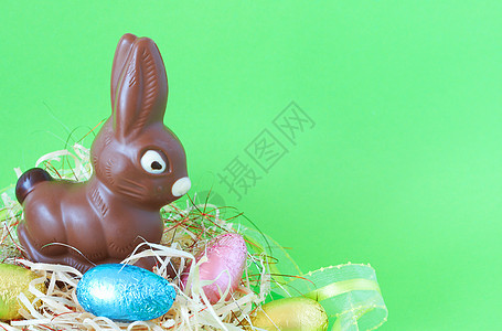 复活节巧克力蛋和兔子 礼物 蓝色的 假期 庆典 欲望图片