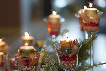 带有蜡烛灯的圣诞装饰 冬天 树 照片 庆典 十二月图片