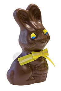 巧克力复活节兔子与鲍边视图图片