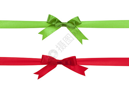 礼物的丝带 展示 弓 红色的 绿弓 圣诞装饰 包装上图片