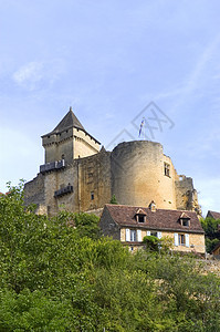 Castelnaud封建城堡 爬坡道 老的 堡垒图片