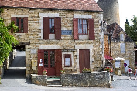 Castelnaud村 筑城 树木 建筑学 古董图片