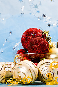 圣诞节装饰 红色的 假期 球背景图片