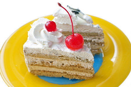 蛋糕食品 勺子 糖 甜的 烘烤 刨冰 糕点 樱桃图片