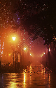 烟花卡通乌克兰敖德萨夜间小巷法官 灯笼 建筑学 夜景背景