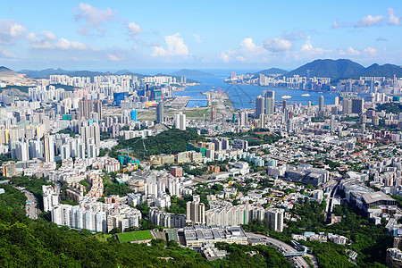 香港风景在九龙一侧高处 金融 城市景观 海 天际线图片