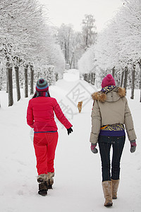 冬季步行 美丽 时尚 可爱的 喜悦 快乐的 漂亮的 女孩 金发图片