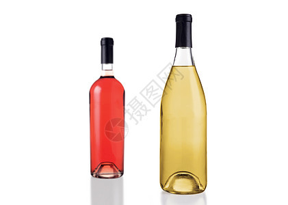 两瓶白底孤立于白底的葡萄酒瓶图片