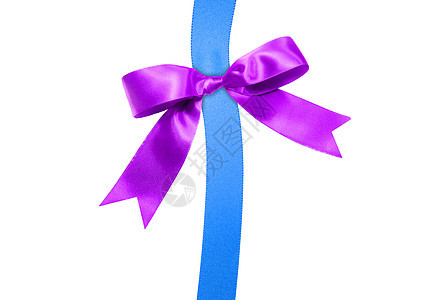 蓝色丝带 白色上贴紫色弓 剪裁 蓝色零售 展示图片