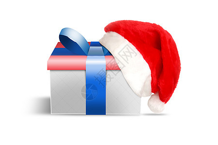圣诞帽子和礼品 风俗 十二月 丝带 羊毛 圣诞节 庆典 白色的图片