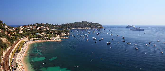 尼斯市港附近一个贝塔菲尔湾的全景 海 天堂图片