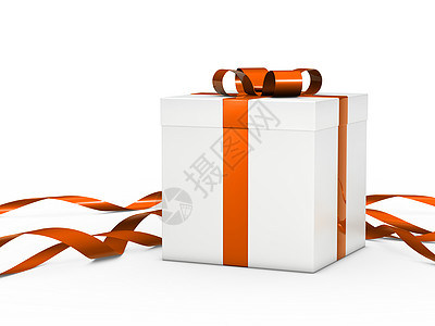 礼盒白橙色丝带图片
