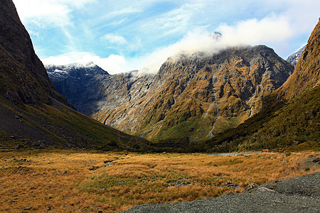 米尔福德声音山地景观 新西兰 爬坡道 雪 岛图片