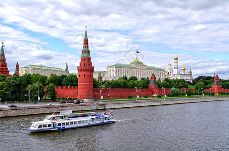 莫斯科克里姆林宫 河 船 地标 星星 文化 俄罗斯图片
