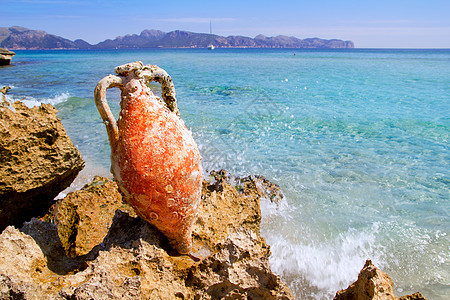 带罗曼氨磷 支撑 假期 老了 马略卡岛 古老的 罐 地标 里图片