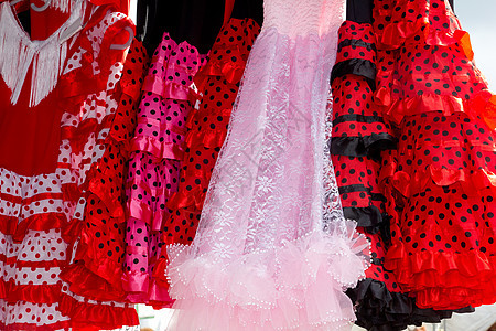 佛朗明诺舞女的红色粉红吉普西装 裙子 旅游 斑点图片