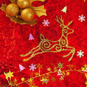 圣诞卡底红金和金 驯鹿 卡片 假期 玩具 明信片背景