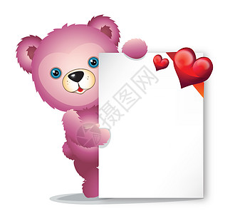 带贺卡的粉红泰迪熊图片