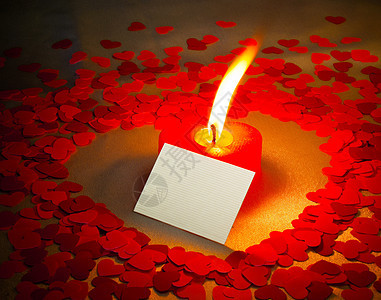 烧心蜡烛和卡片 燃烧 优雅 情人节 火焰 反射 季节图片