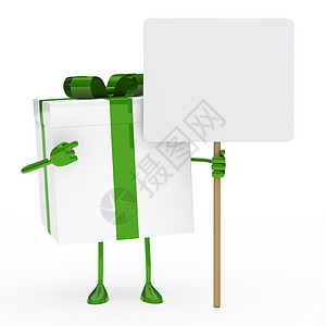绿色白色礼品盒广告牌图片