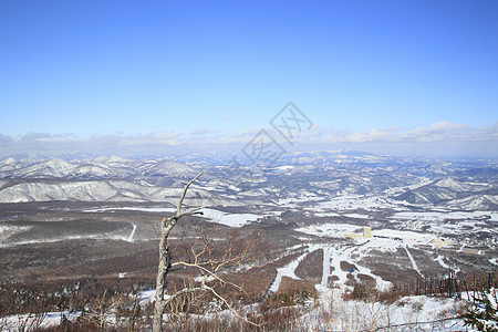 滑雪运行 季节 雪花 八幡平 岩手县 天空 寒冷的 自然图片